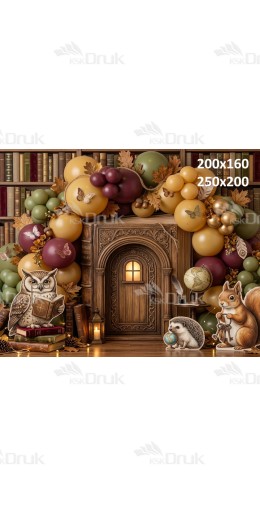 Tło fotograficzne „Leśna biblioteka – jesienna bajkowa aranżacja” | UB_799